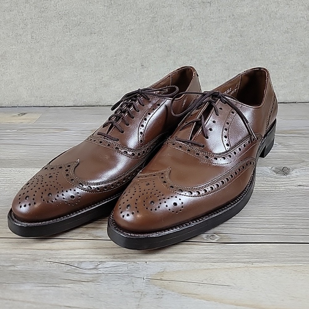 Allen Edmonds Mens Shoes 10 4A AAAA Wingtip Brown Oxford 6375 Brogue Super Slim